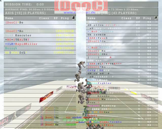 Screenshot des Turmes aus Spielern, sowie der Spielerliste
